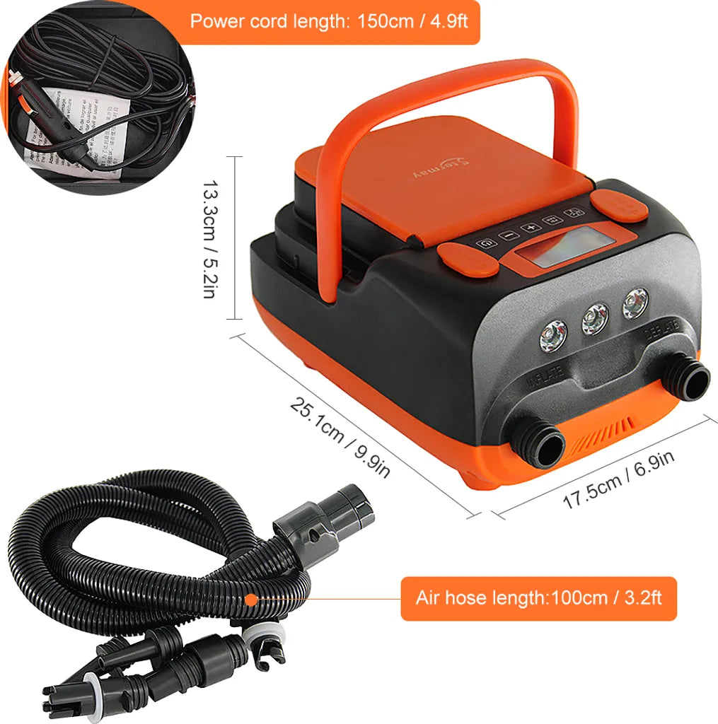  Wiederaufladbare Sup-Luftpumpe, 16 PSI 12 V Mit Akku, Stand-Up-Paddelbrett, Elektrische Pumpe, Inflator/Deflator, Tragbarer Luftkompressor Für Paddelboards, Boot, Kajak