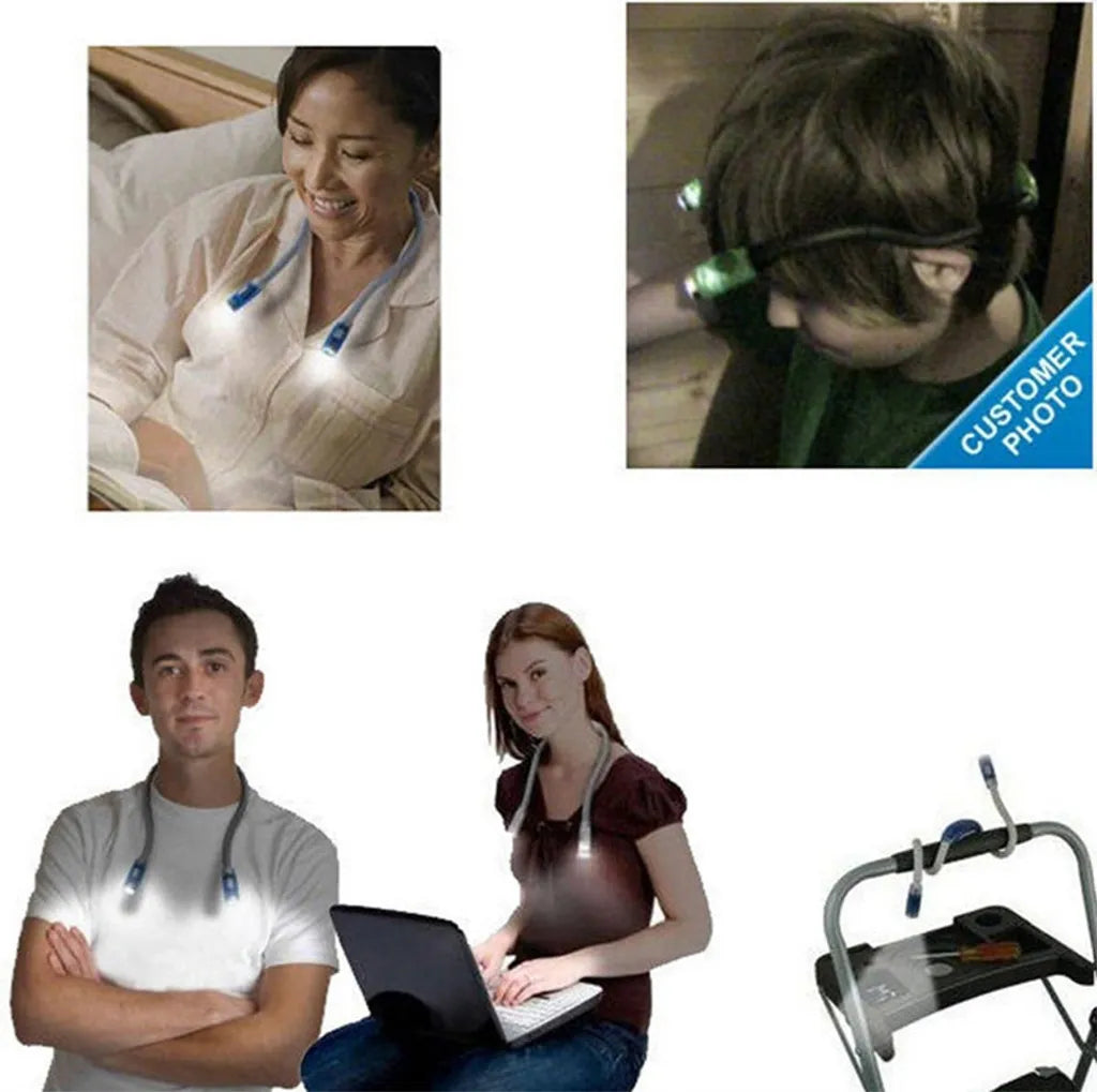  Verstellbare Bücherlampe 4 LED Hands Free Hängelampe, Flexibles Leselicht Zum Lesen Im Bett, 3 Helligkeitsstufen, Grün