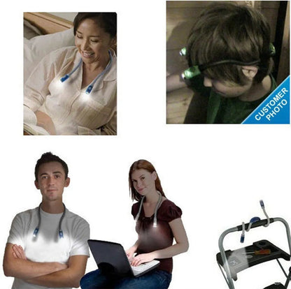  Verstellbare Bücherlampe 4 LED Hands Free Hängelampe, Flexibles Leselicht Zum Lesen Im Bett, 3 Helligkeitsstufen, Grün