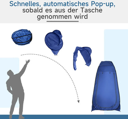  Outsunny Pop Up Toilettenzelt Mobiles Camping Duschzelt Umkleidezelt Mit Innentasche Duschkabine Umkleidekabine Wasserfest Polyester Dunkelblau 120 X 120 X 190 Cm
