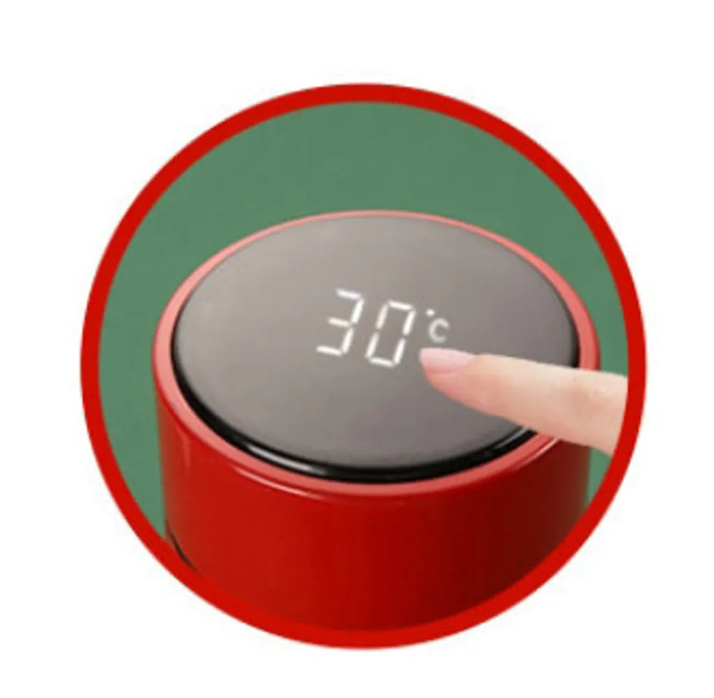  Fine Asianliving Insulated Water Bottle Stainless Steel 500ml Smart LED Temperature Touch Screen Red Cranes