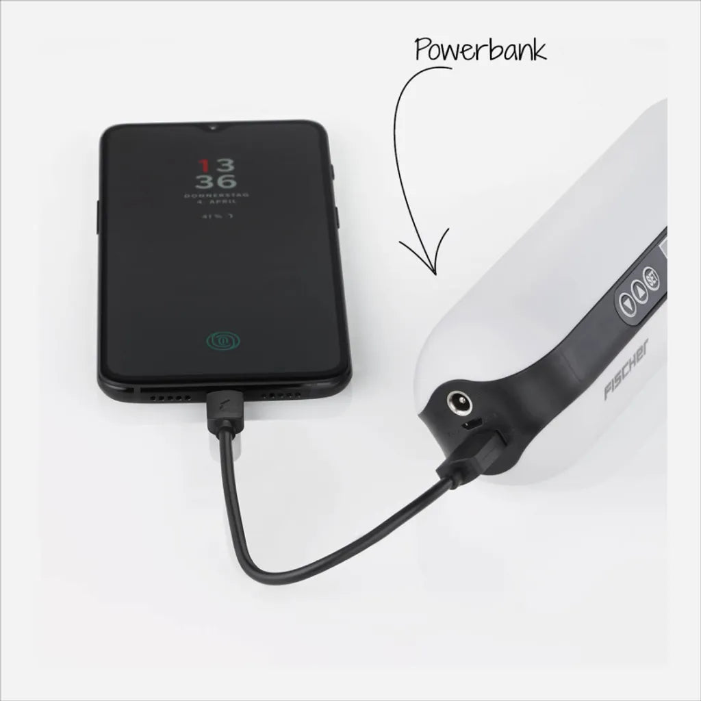  FISCHER Akku-Kompressor Mit Powerbank Und LED-Taschenlampe