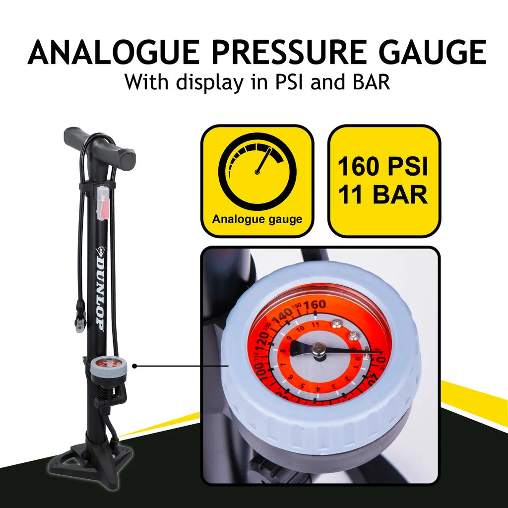  Dunlop Standluftpumpe 10233, Mit Manometer, 11 Bar