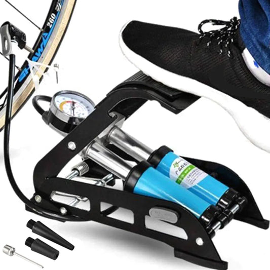  2-Zylinder Fußpumpe Tretluftpumpe Fahrradpumpe Alle Ventile Luftpumpe Mit Manometer Doppelzylinder Fußluftpumpe Fahrrad Ventile Manometer 7 Bar Fahrrad Auto Ball 65cm Retoo