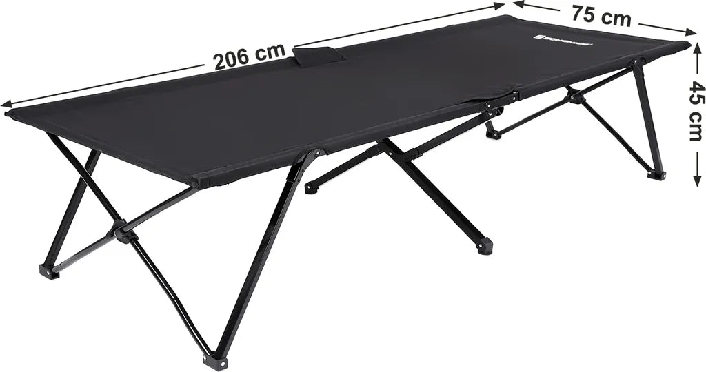  SONGMICS Campingbett Schwarz Oxford-Gewebe XL 206 X 75 X 45 Cm Bis 260 Kg Belastbar Feldbett Stahl Gartenliege Sonnenliege GCB25H