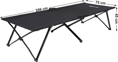  SONGMICS Campingbett Schwarz Oxford-Gewebe XL 206 X 75 X 45 Cm Bis 260 Kg Belastbar Feldbett Stahl Gartenliege Sonnenliege GCB25H