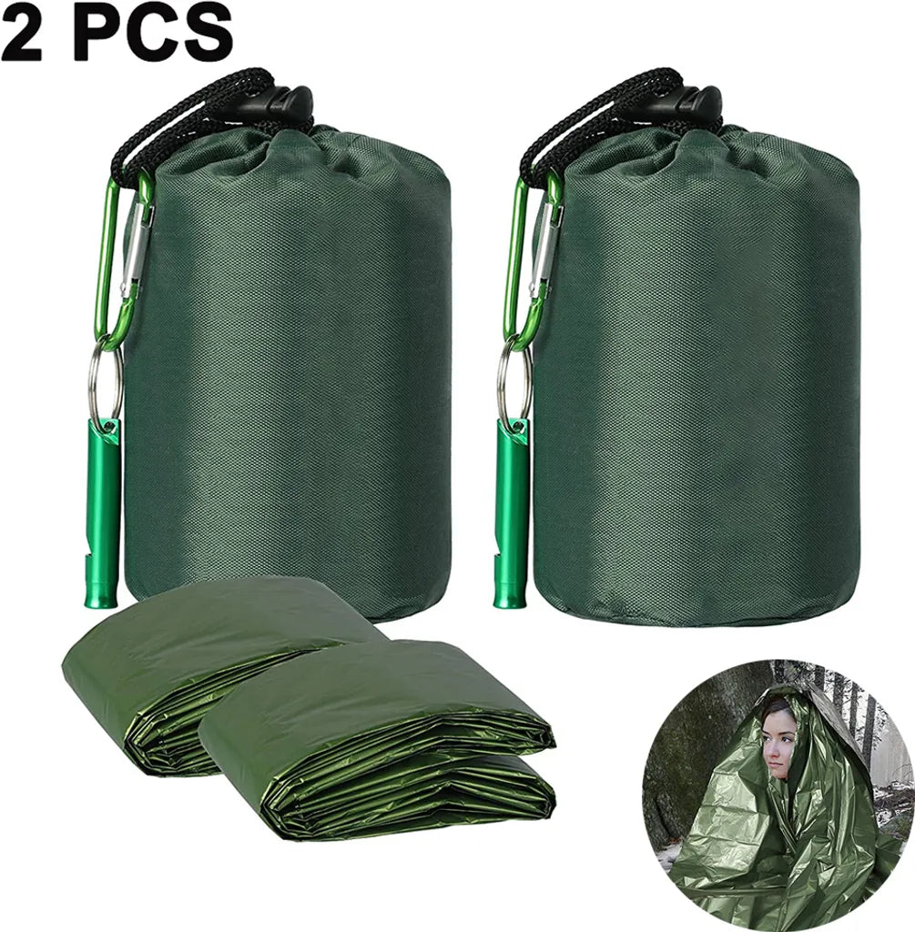  Notfall Überleben Schlafsack,Survival Biwaksack Erste Hilfe Rettungsdecken Wasserdicht Notfalldecke Warm Tube Zelt Ultraleicht Hitzeabweisend Kälteschutz Rettungszelt Für Outdoor(Grün)
