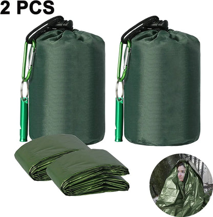  Notfall Überleben Schlafsack,Survival Biwaksack Erste Hilfe Rettungsdecken Wasserdicht Notfalldecke Warm Tube Zelt Ultraleicht Hitzeabweisend Kälteschutz Rettungszelt Für Outdoor(Grün)