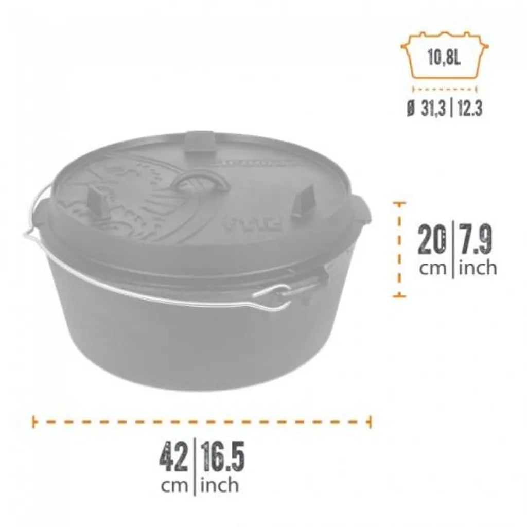  Petromax Feuertopf Ft12 (12qt) Planer Boden (ohne Füße); Ft12-t