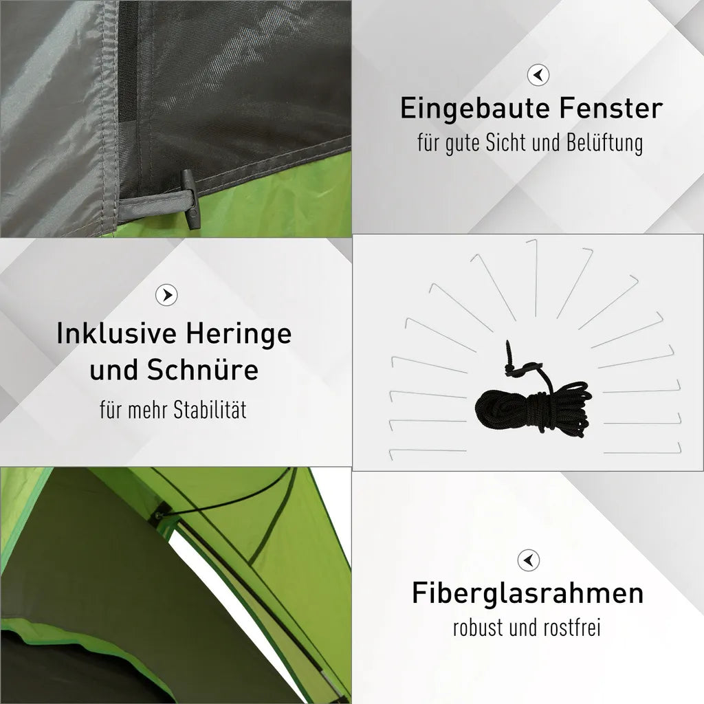  Outsunny Autozelt, Campingzelt, Reisezelt, Für 4-5 Personen, Glasfaser Polyester, Grün, 300 X 300 X 230 Cm