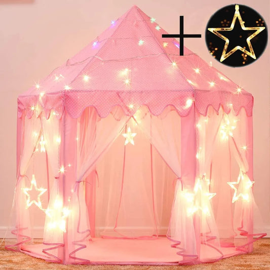  Kinderspielzelt Mädchen Prinzessin Zelt Innen & Draussen Castle Spielzelt Kinder Schloss Zelt - Weihnachten, Geburtstag Geschenk Für Kinder ( Rosa )