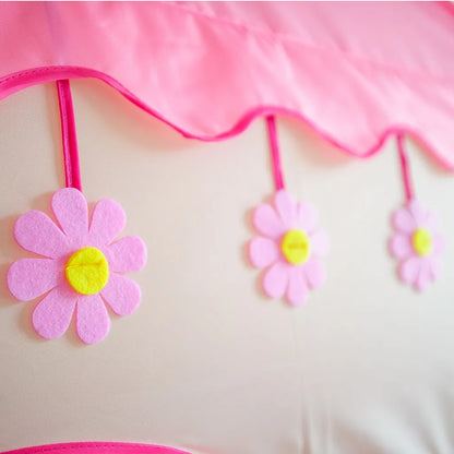  Kinderspielzelt Blühende Blumen Kinderzelt,Spielzelt Prinzessin Traum Schloss Burg Haus Für Mädchen, Im Kinderzimmer, Indoor/innen/außen/draußen,（Pink + Gelb）