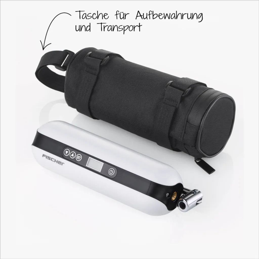  FISCHER Akku-Kompressor Mit Powerbank Und LED-Taschenlampe