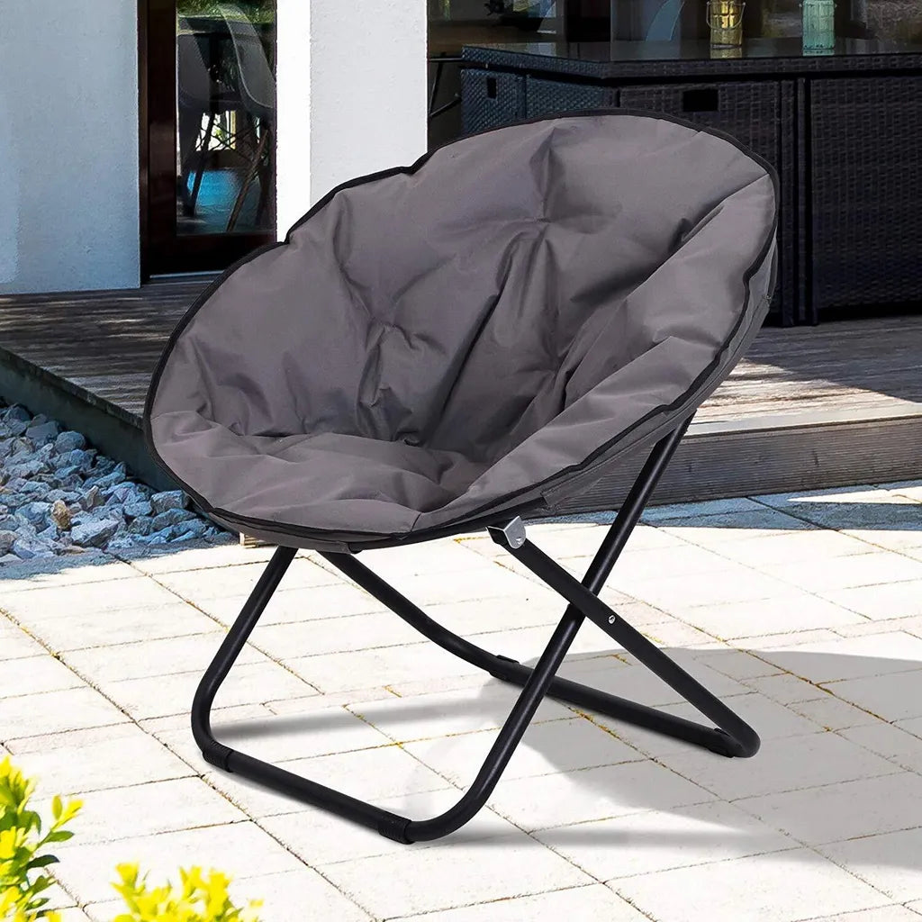  Outsunny Klappstuhl Klappsessel Campingstuhl Gartenstuhl Polstersessel Lounge Sessel Faltbar Metall + Oxfordstoff Grau 80 X 80 X 75 Cm