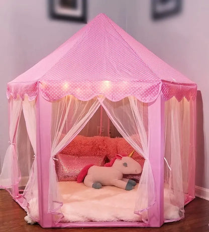  Topchances Spielzelt Für Kinder, Kinderspielzelt Mädchen Kinder Zelt, Princess Castle Spielzelt Für Kinder, Prinzessin Zelt Innen & Draussen - Weihnachten, Geschenk Für Kinder，Rosa