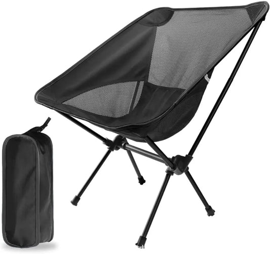  Campingstühle, Anglersessel, Camping Stuhl, Klappstühle, Mit Tragetasche Schwere Kapazität Klappstuhl Camping Klappstühle Strand Bis 145kg (Schwarz)