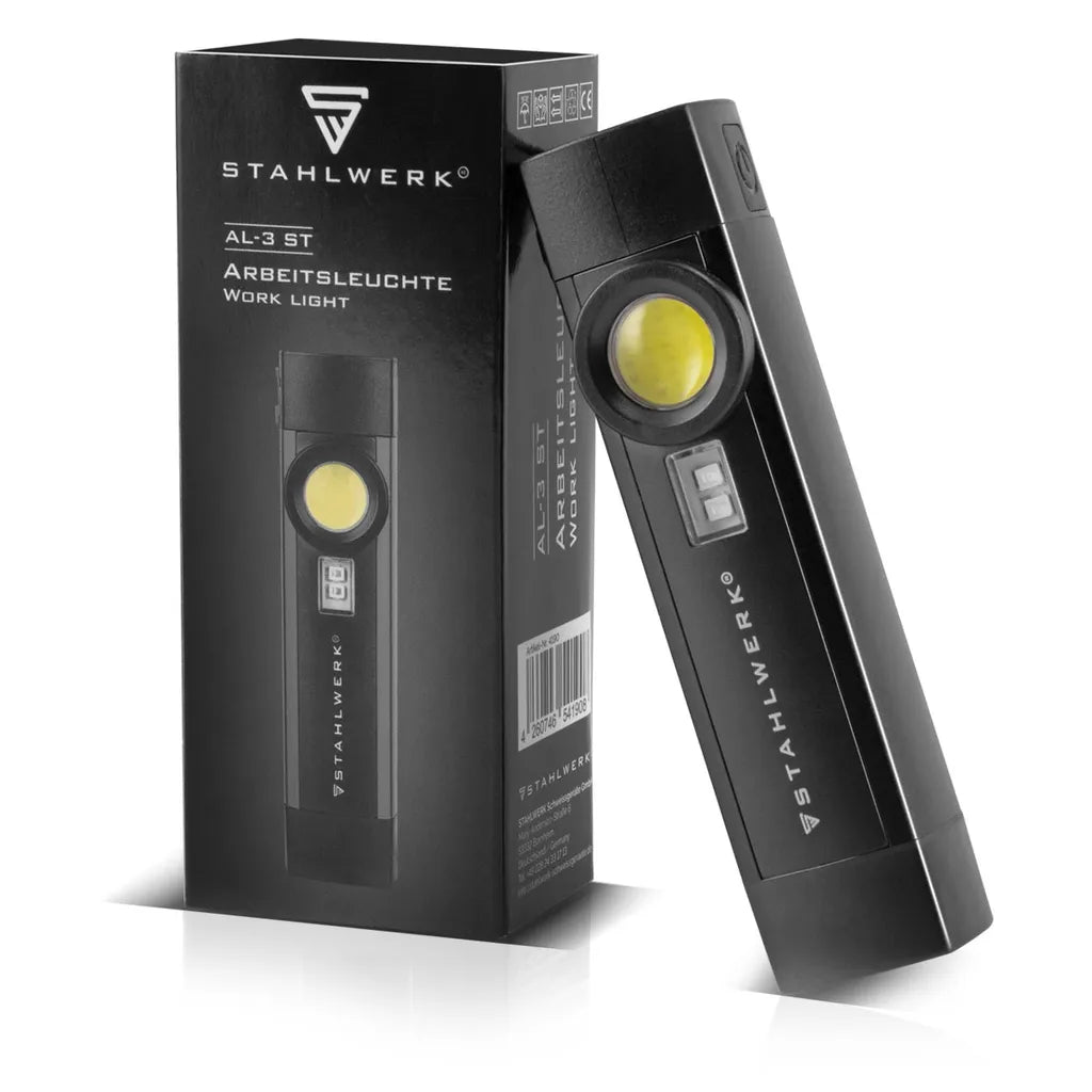  STAHLWERK LED Arbeitsleuchte 5 W Taschenlampe Werkstattlampe Mit 4 Leucht-Modi UV-Licht Akku USB
