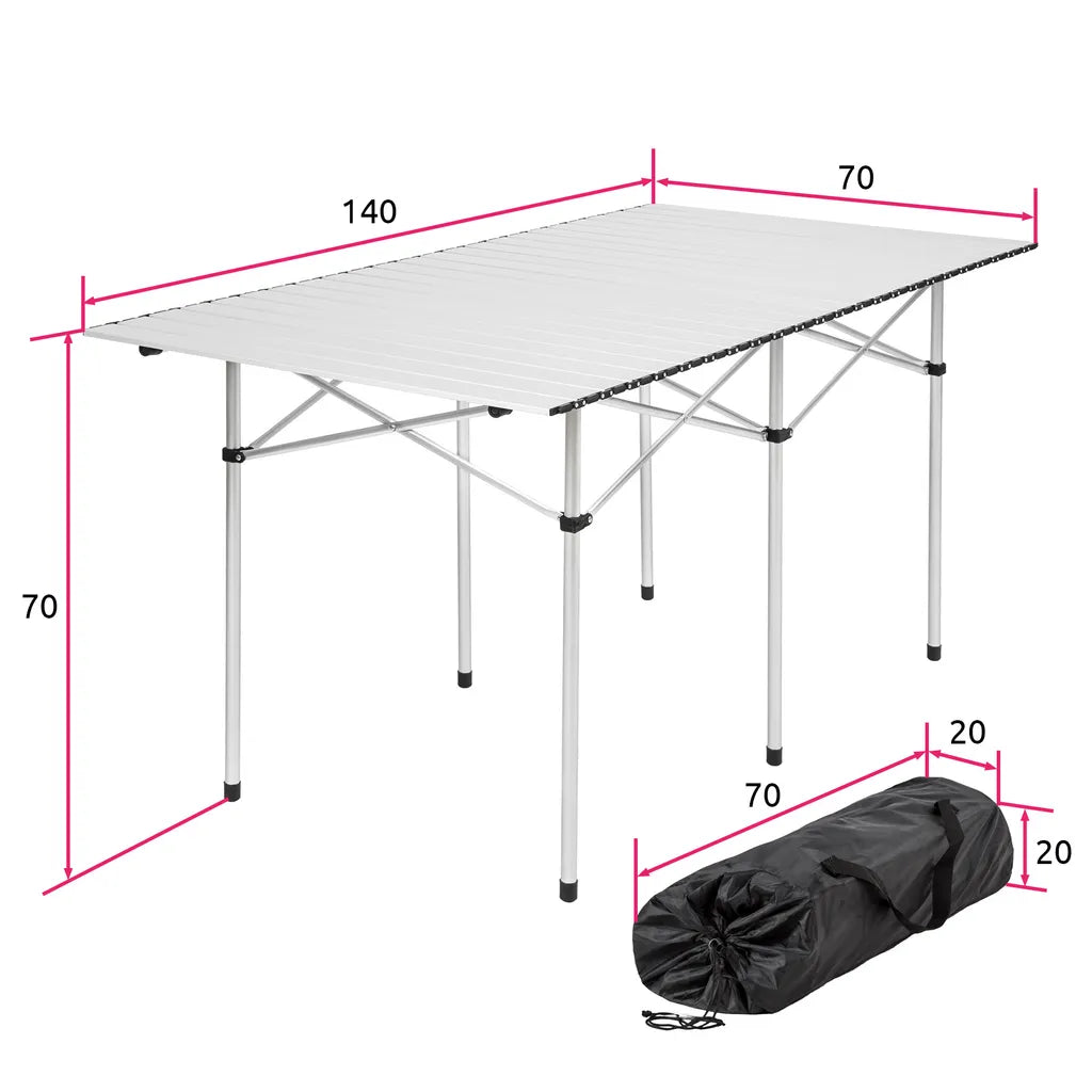  Tectake Camping Klapptisch Aus Aluminium Inkl. Tasche 140x70x70cm - Grau