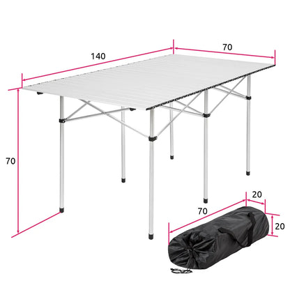  Tectake Camping Klapptisch Aus Aluminium Inkl. Tasche 140x70x70cm - Grau