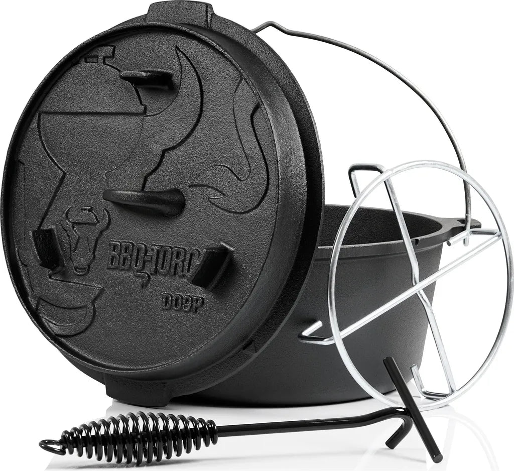  BBQ-Toro Dutch Oven DO9PX, 9,0 L Premium Gusseisen Kochtopf, Gusstopf