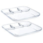  Navaris 2er Set Portionsteller Mit Unterteilung Aus Glas - 2x Geteilter Teller Für Portionskontrolle Mit 4 Fächern - Snack Plate Mit Trennwänden