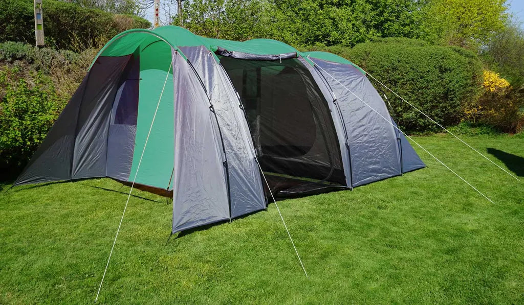  Campingzelt HWC-A99, 6-Mann Zelt Kuppelzelt Festival-Zelt, 6 Personen Grün/grau