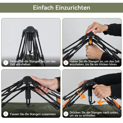  Puluomis Campingzelt Zelt Kuppelzelt Familienzelt Für 3-4 Personen Outdoor Camping Grün 210 X 180 X 105 Cm