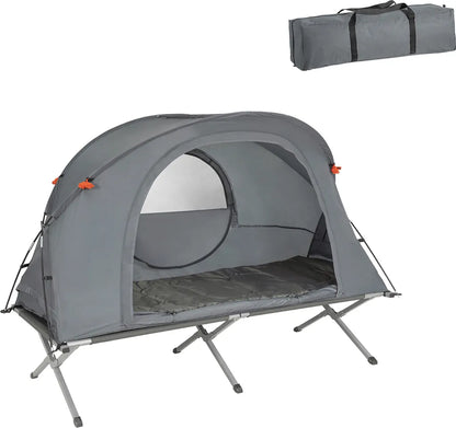  SoBuy OGS60-HG Feldbett Mit Zelt Feldbett 4in1-Zelt Mit Campingliege Schlafsack Wurfzelt Matratze Und Zubehör Zelt 1 Person 1 Mann Zelt