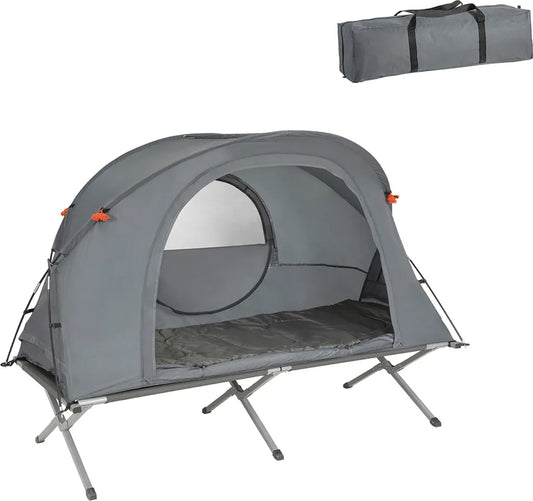  SoBuy OGS60-HG Feldbett Mit Zelt Feldbett 4in1-Zelt Mit Campingliege Schlafsack Wurfzelt Matratze Und Zubehör Zelt 1 Person 1 Mann Zelt