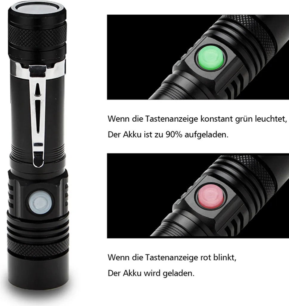  EINFEBEN 2x Super Hell Taschenlampe LED Taschenlampen Taktisches Fackel USB 18650 Akku Batterie Flashlight Wiederaufladbare