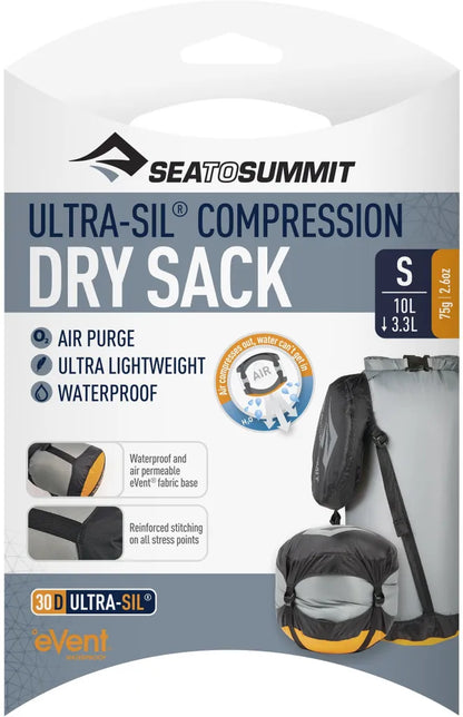  Sea To Summit - EVent Ultra-Sil Compression Dry Sack, Größe:S 10L - ø 18cm X 40cm - 75g - Komprimierbar Auf 3.3L