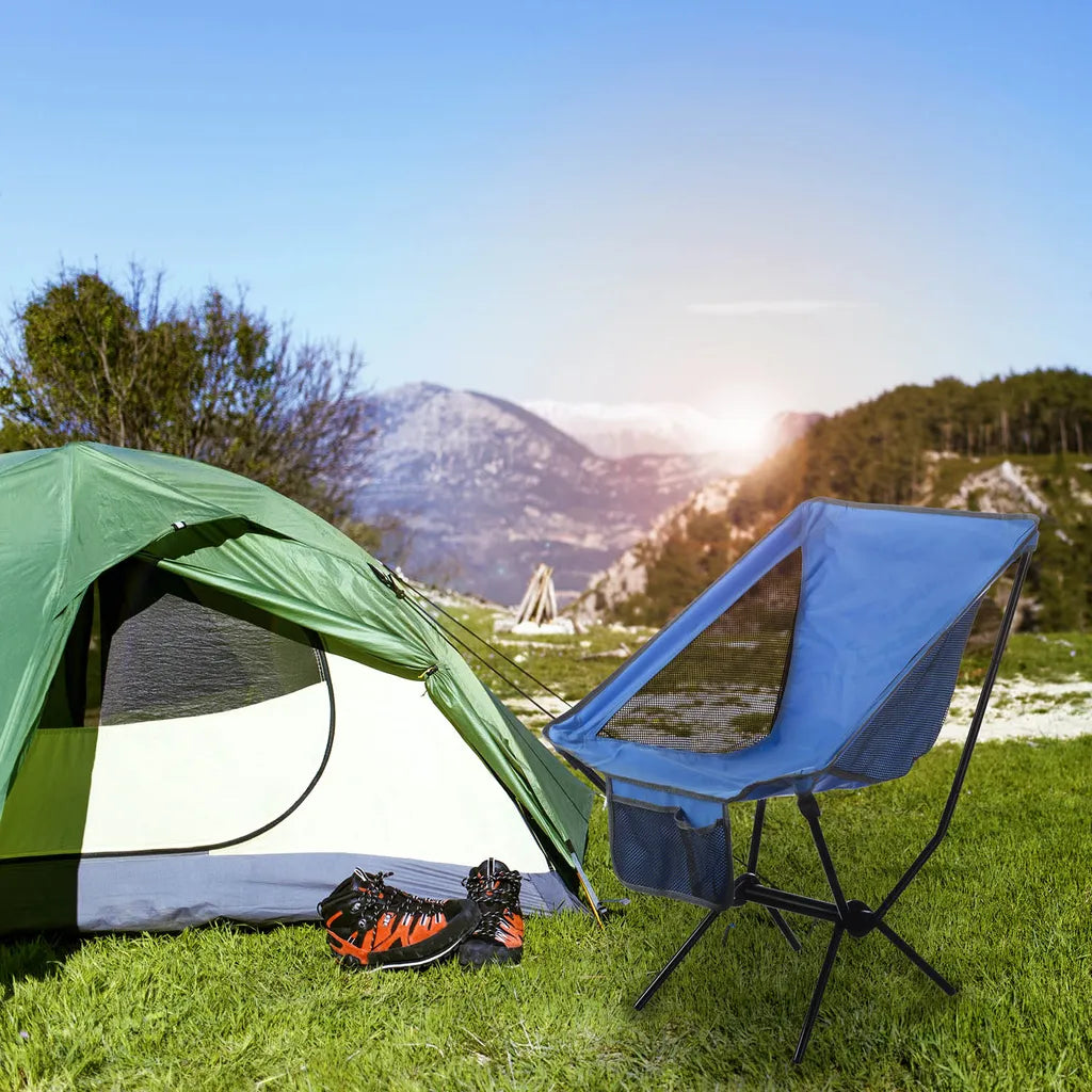  Moon Chair Campingstuhl - Faltbarer Campinghocker Moonchair - Extrem Leicht & Kompakt - Blau