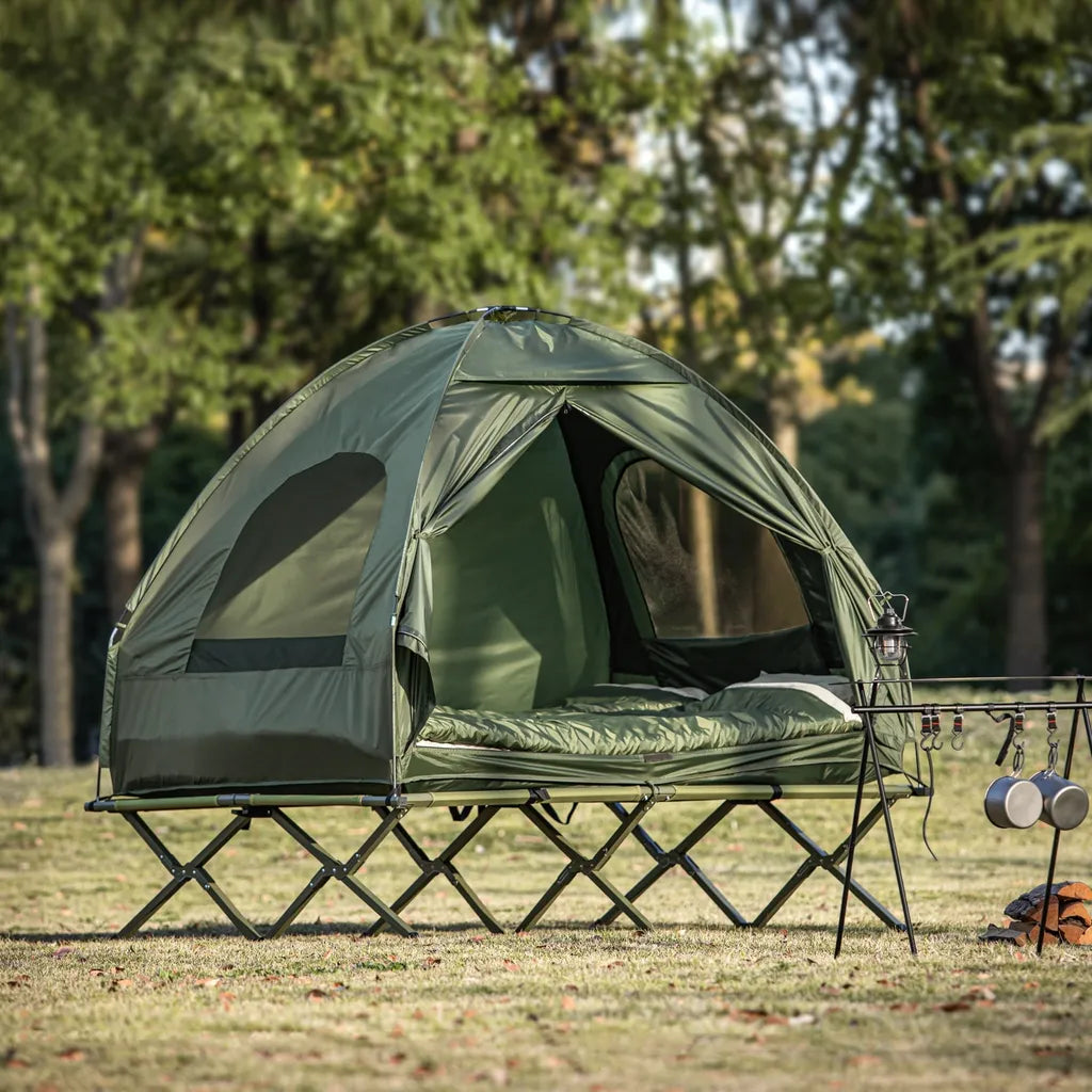  SoBuy® Feldbett,4in1-Zelt Mit Campingliege,Schlafsack,2 Personen,OGS32-L-GR
