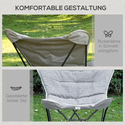  Outsunny Campingstuhl Tragbar Klappbar Gartensessel Regiestuhl Klappsessel Modern Design Für Outdoor Picknick Max. Belastung 120 Kg Hellgrau 88 X 74 X 84 Cm