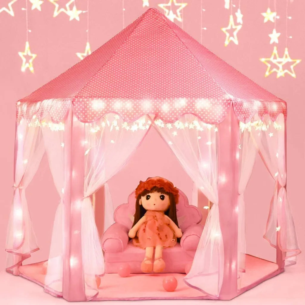  Kinderspielzelt Mädchen Prinzessin Zelt Innen & Draussen Castle Spielzelt Kinder Schloss Zelt - Weihnachten, Geburtstag Geschenk Für Kinder ( Rosa )