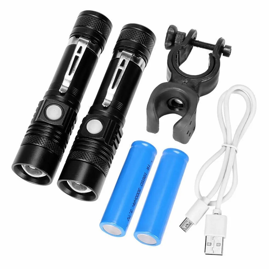  2x Superhelle USB Taschenlampe LED 80000LM USB Wiederaufladbare Fackel Akku