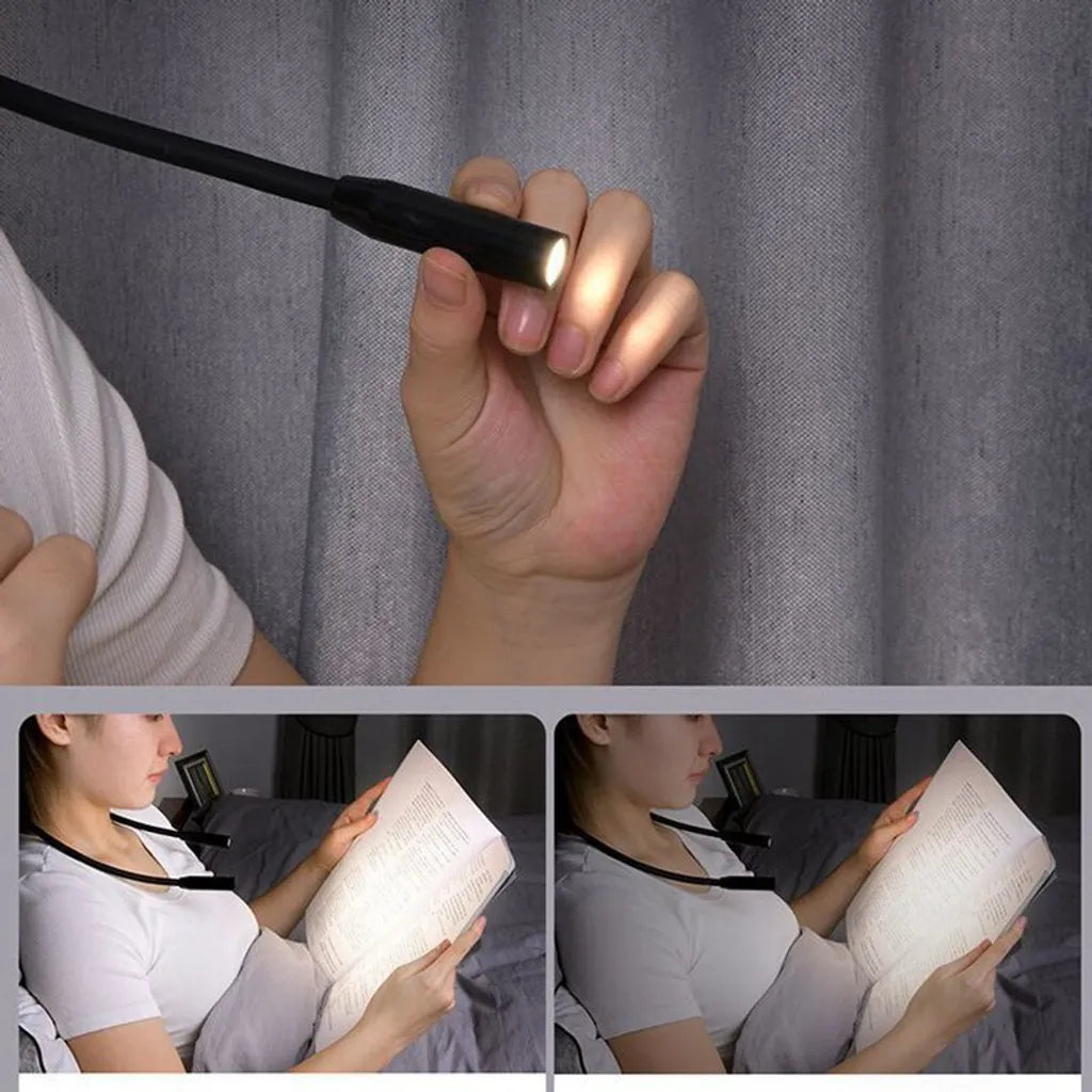  Verstellbare Bücherlampe 4 LED Hands Free Hängelampe, Flexibles Leselicht Zum Lesen Im Bett, 3 Helligkeitsstufen, Grün