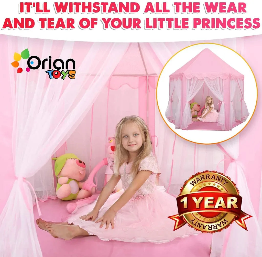  Topchances Spielzelt Für Kinder, Kinderspielzelt Mädchen Kinder Zelt, Princess Castle Spielzelt Für Kinder, Prinzessin Zelt Innen & Draussen - Weihnachten, Geschenk Für Kinder，Rosa