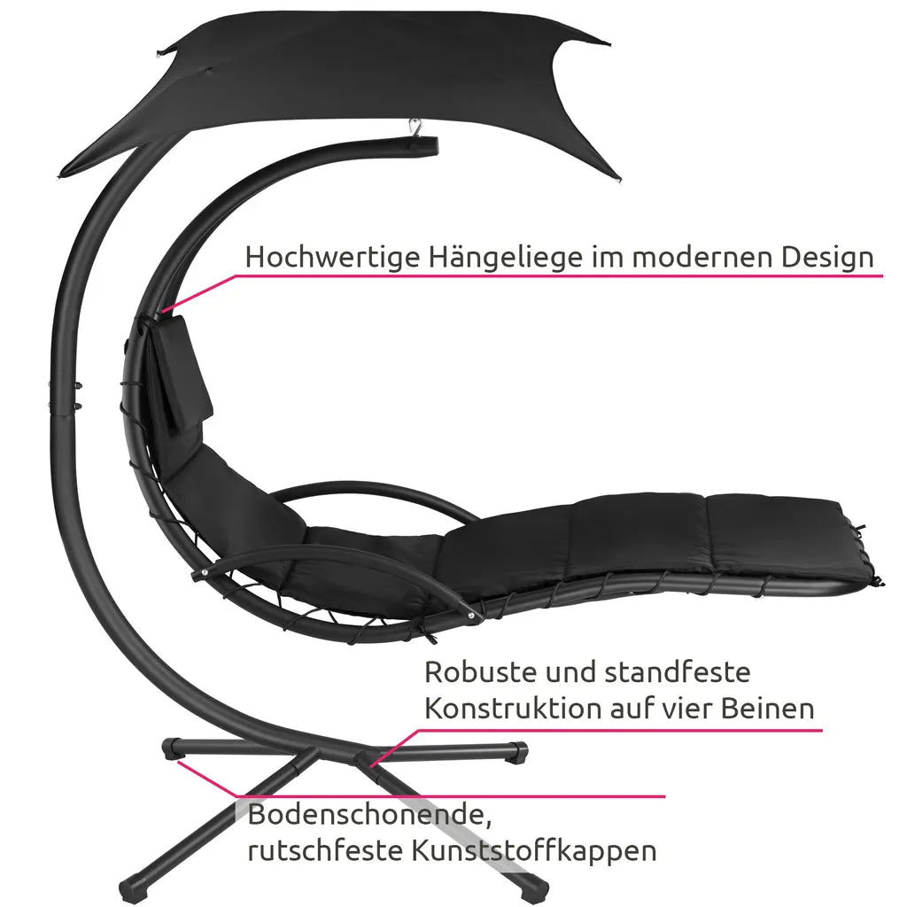  Tectake Hängeliege Kasia Mit Sonnendach - Schwarz