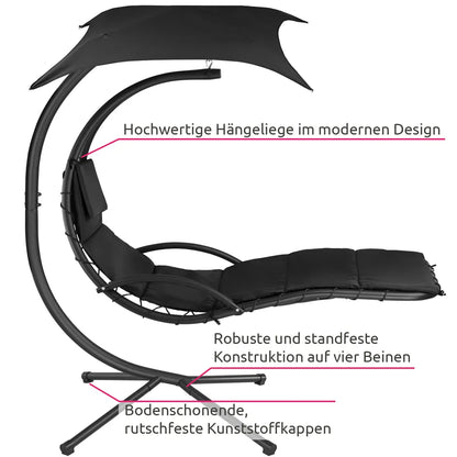  Tectake Hängeliege Kasia Mit Sonnendach - Schwarz