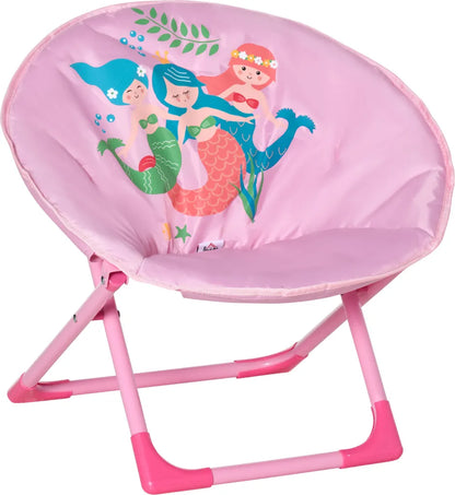  HOMCOM Moonchair Campingstühle Kinder Mondstuhl Faltbar Kinder-Klappsessel Klappbar In-& Outdoor Leicht Zu Tragen Für Kleinkind Mädchen Junge Stahl Rosa Ø50 X 49H Cm
